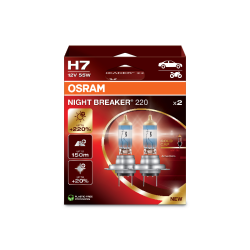 OSRAM automobilių lemputės 55W 12V H7 NIGHT BREAKER +220%