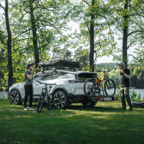 Thule VeloSpace 3 dviračių vežti 2 dviračius laikiklis ant kablio e-bike mikroautobusams