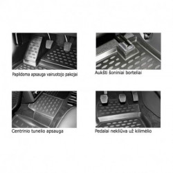 FORD Ranger 4 durų 2011 → Guminiai kilimėliai 3D aukštais borteliais